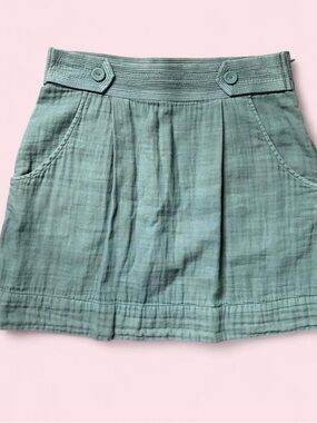 Casual Pleated Green Mini Skirt